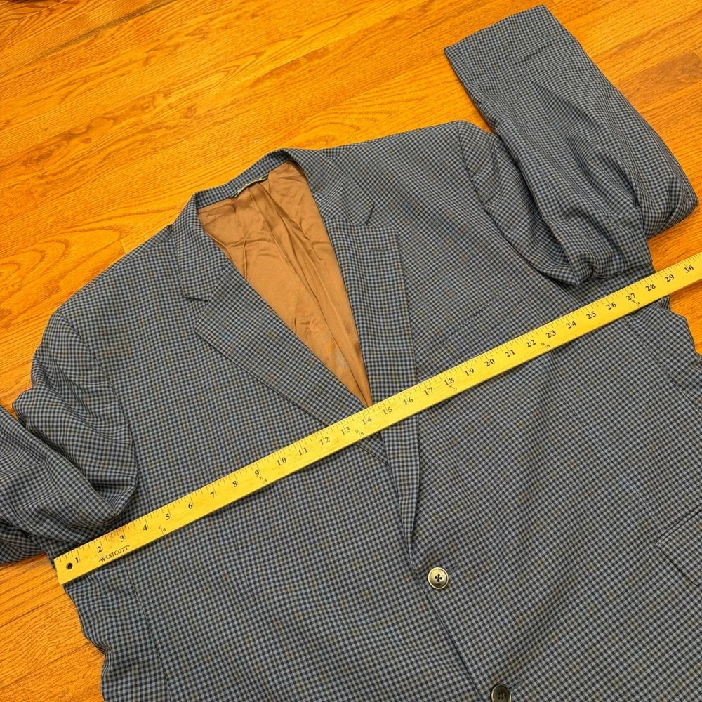 Jack Victor Rochester Blazer Sport Coat Mens 56L Blue Brown Check Wool Canada